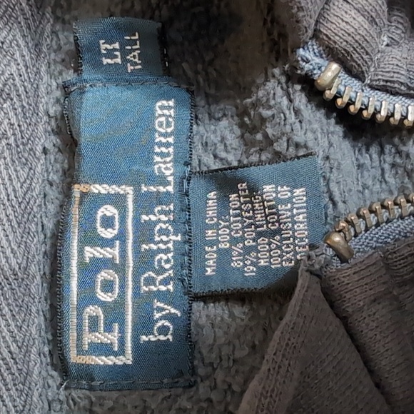 Vintage Polo Ralph Lauren Zip Up Fleece Hoodie Size Large-Tall Sun Fade Dye - Picture 3 of 11